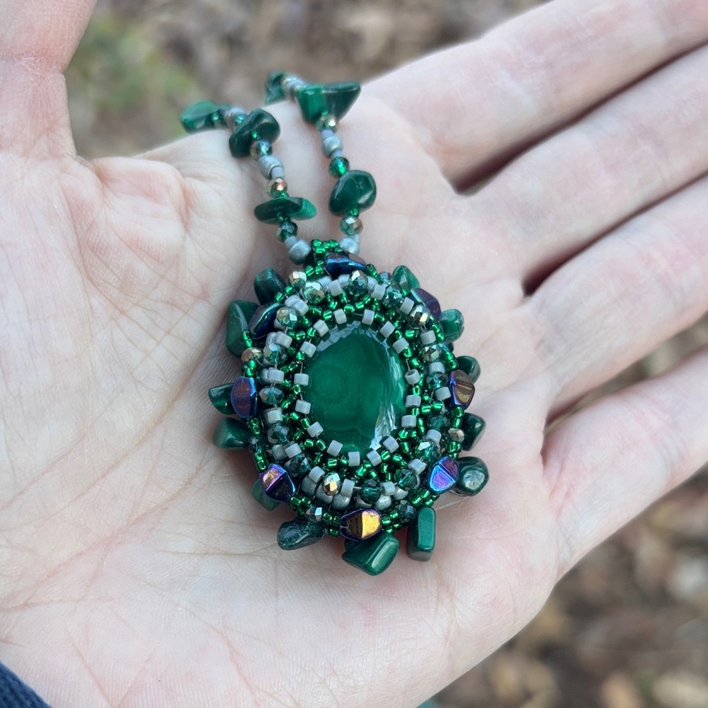 28” Malachite Beaded Necklace